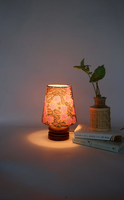 Mini Table Lamp Pink / Yellow Floral Print