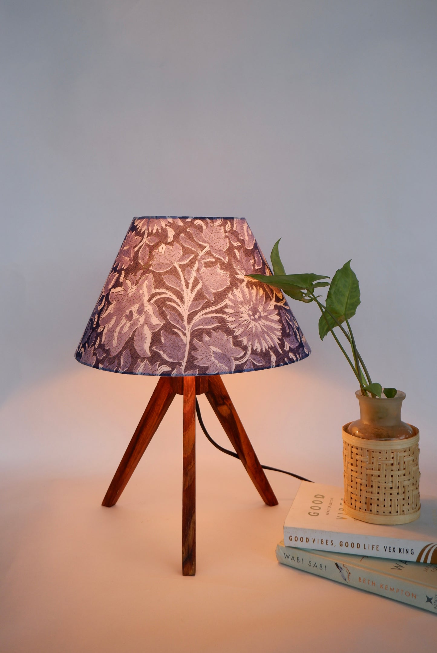 Tripod Lamp Blue Floral