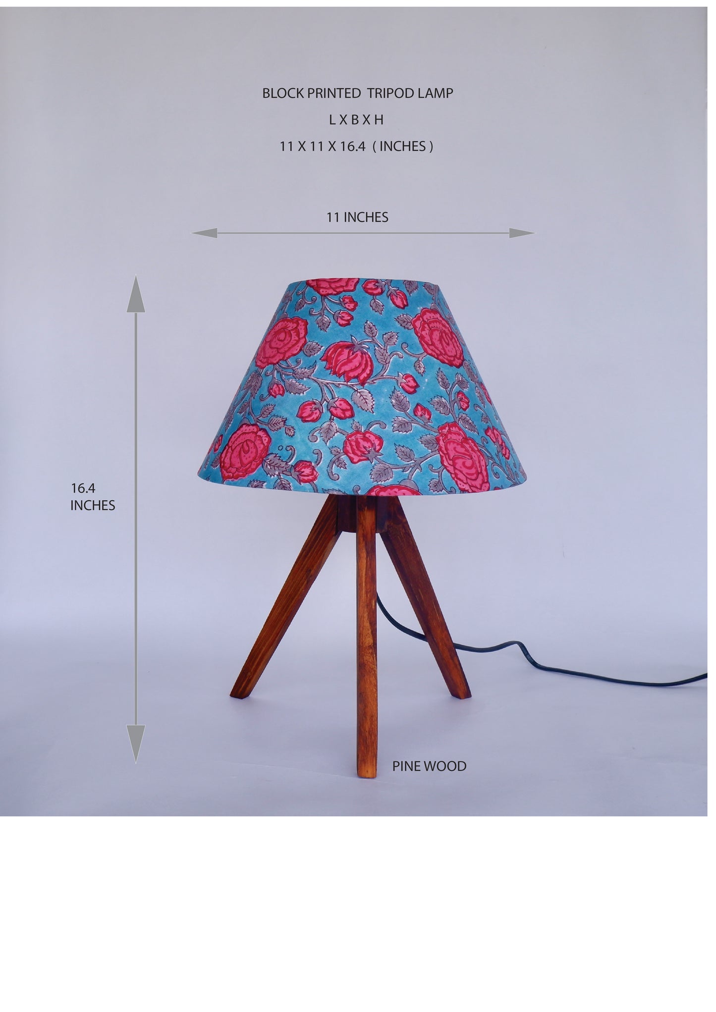 Vintage Floral Tripod Lamp