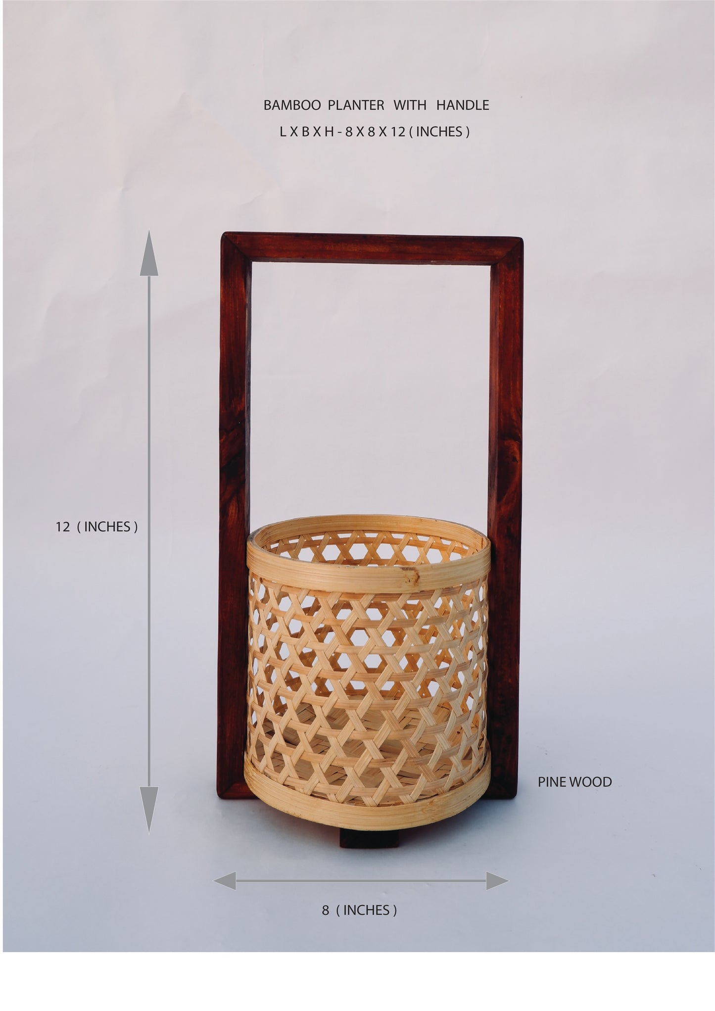 Bamboo Star Weave Planter With Handle