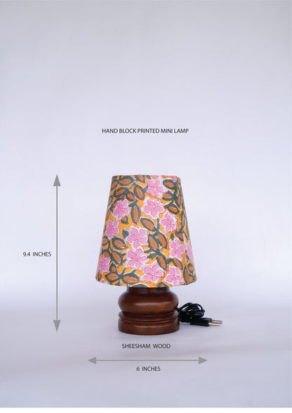 Mini Table Lamp Pink / Yellow Floral Print