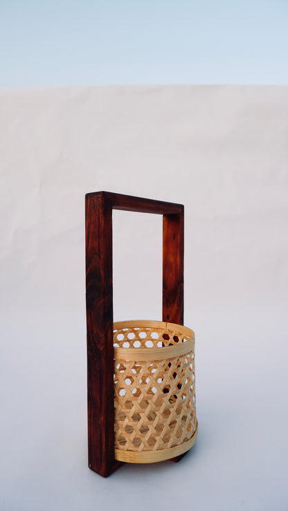 Bamboo Star Weave Planter With Handle