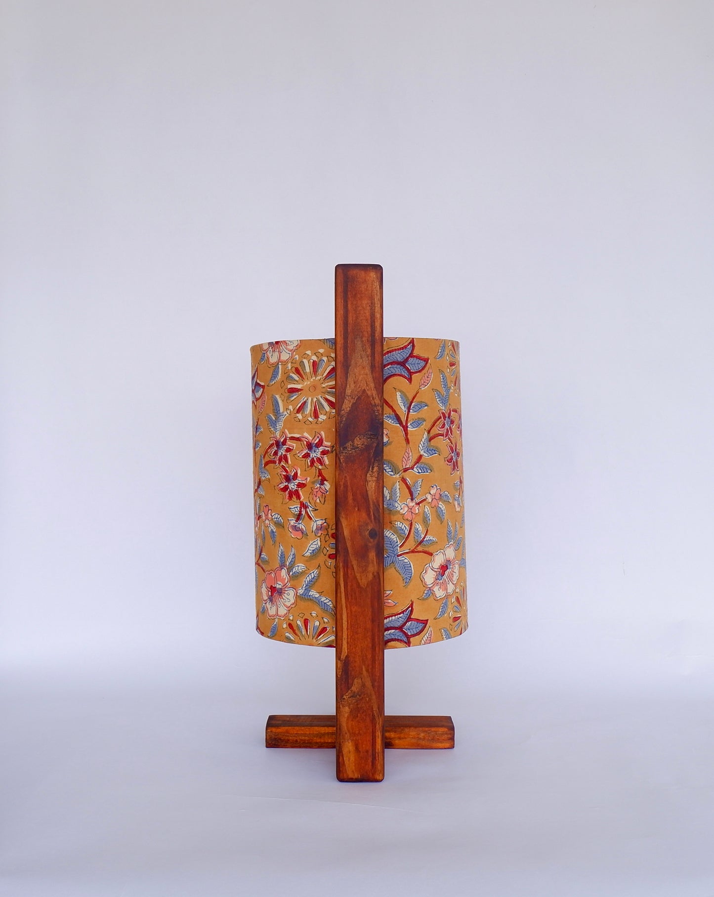 The Plus Wooden Table Lamp Caramel Yellow Floral