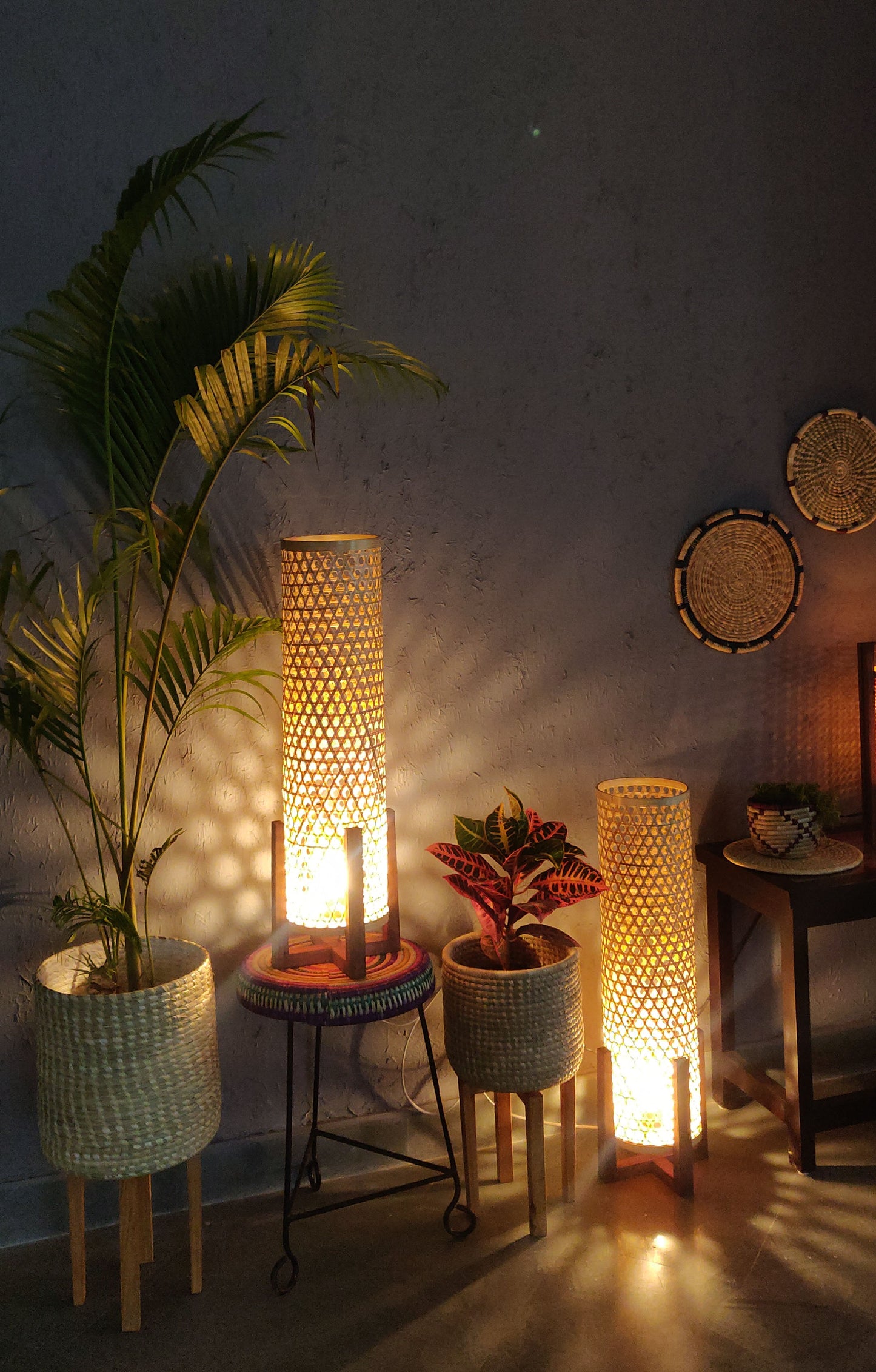 Bamboo Floor Lamp / Classic Star Weave