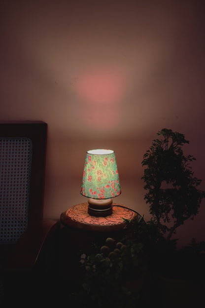 Mini Table Lamp Peacock Green Floral Print