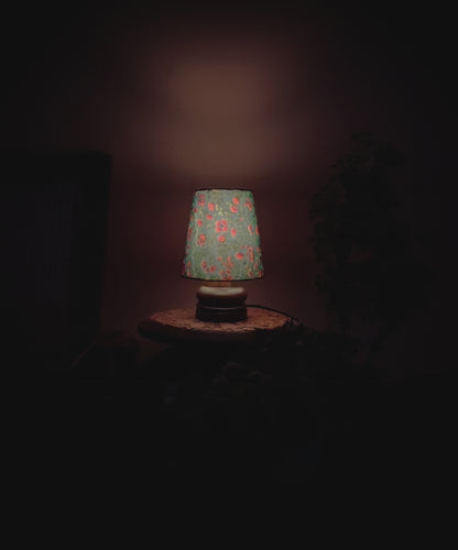 Mini Table Lamp Peacock Green Floral Print